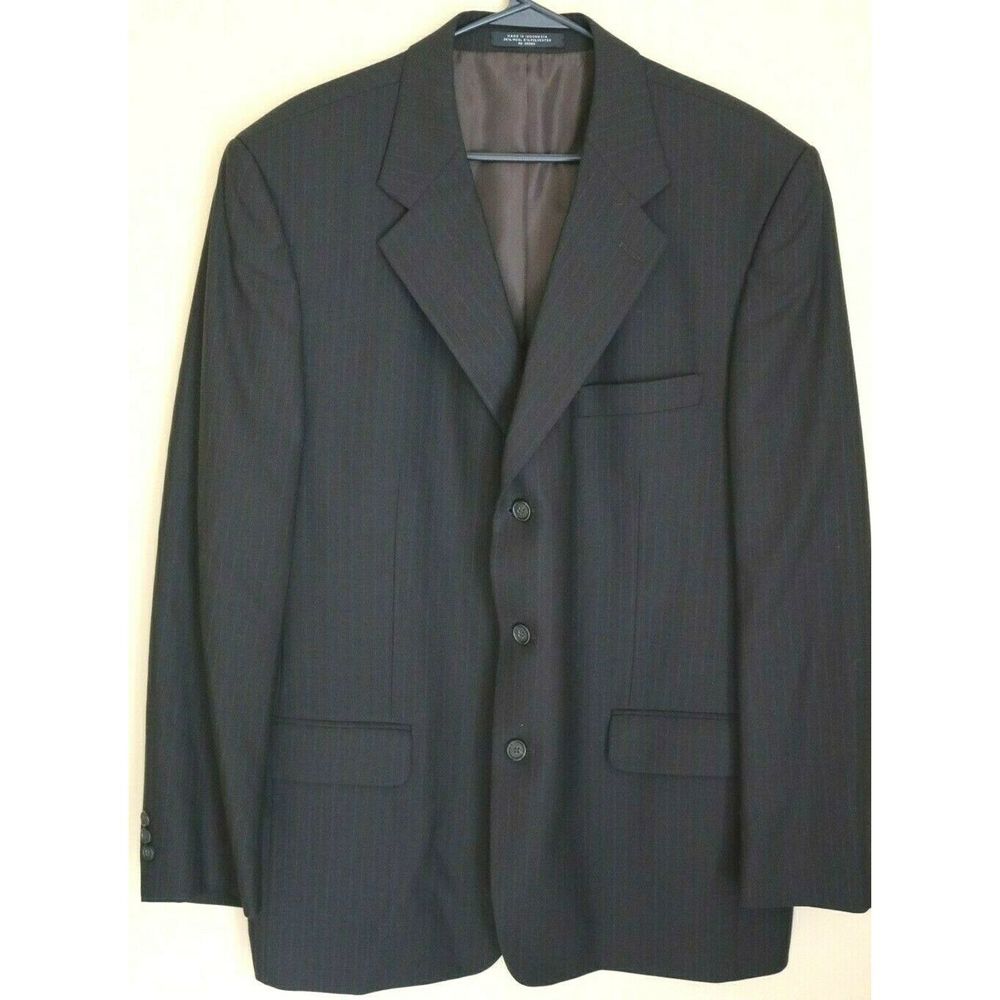 Mens Dark Brown Striped Jacket Petrocelli sz 48